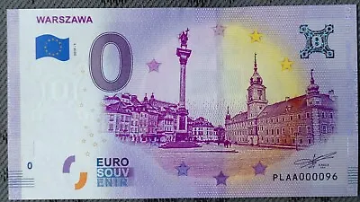£87.55 • Buy 0 Euro Souvenir WARSZAWA Poland PLAA 2019-1  LOW NUMBER!!!  RAR!
