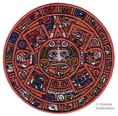 MAYAN DOOMSDAY CALENDAR PATCH Embroidered Iron-on AZTEC SUN STONE PIEDRA DEL SOL • $6.99