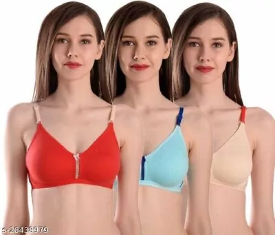 Bra Women's Bra Pack Of 3 Bras Sets Unpadded Bra Girls Bra Push Up Non Wired Bra • $22.55