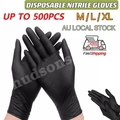 UPTO 500X Black Disposable Nitrile Gloves Mechanic Blend Powder Free Industrial • $18.89