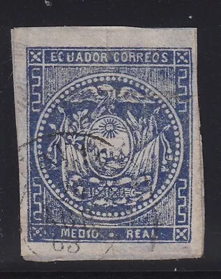 Ecuador 1865-72 Medio Real Ultramarine With 1863 Date Error Used. Scott 2 • $48.56