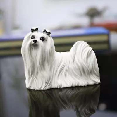 2.7  Resin Lovely Maltese Dog Hand Painted Simulation Model Figurine Statue • $23.65