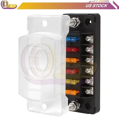 ATC/ATO 6 Way Blade Fuse Block Waterproof Fuse Box Holder For 12V 24V Marine Car • $14.05