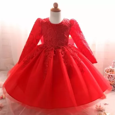 Baby Princess Girls Dress Lace Embroidery Christening Wedding Party Kids Clothes • £23.99