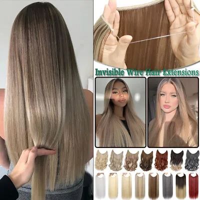 $14.60 • Buy One Piece Long Invisible Wire Hair Extensions THick Hidden Hairpiece As Real US