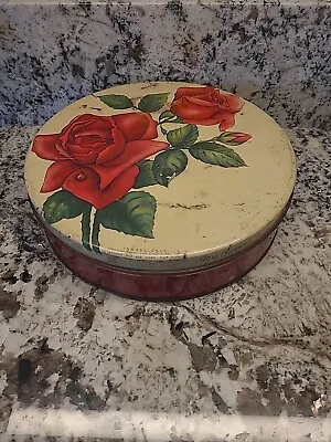 Vintage Rose Flower Mrs. Stevens Candy Tin 8.5  • $20