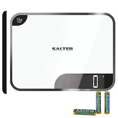 Salter Max Electronic Kitchen Scale 15kg Digital Baking Food Mirror Finish White • £32.99