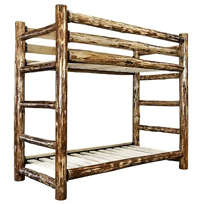 $2197 • Buy Rustic Log BunkBed TWIN SIZE Amish Made Bunk Beds Western Lodge  Furniture