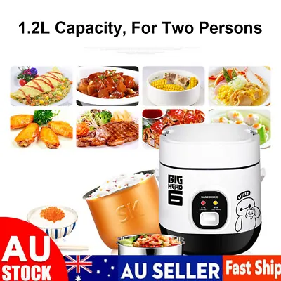 Portable Mini Electric Rice Cooker 1.2L Small Rice Cook 3 Cups For 1-2 Person AU • $32.49