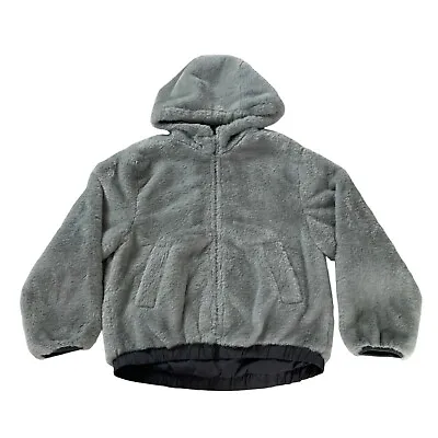 Zara Faux Fur Puffer Gray Super Soft Hooded Sz 11/12 Full Zip Cozy Jacket • $32.50