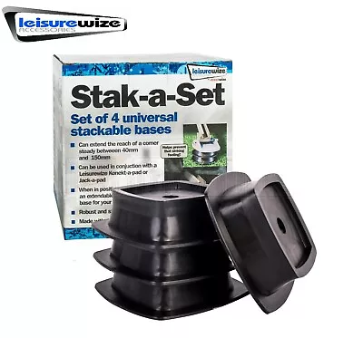 Stak-a-Set 4 Stackable Bases Extend Corner Steady Blocks Jack Up Caravan Trailer • £11.95