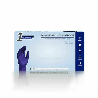 1st Choice Indigo Nitrile Disposable Exam/Medical Gloves 3 Mil Latex-Free • $18.50