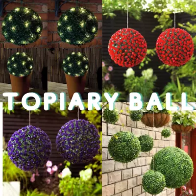 Solar Powered Topiary Ball 20 Led Flower Lights 28cm Dual Function Sphere Garden • £43.95