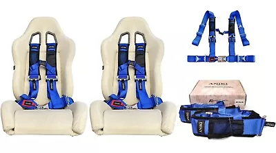 2 ANIKI BLUE 4 POINT 3  LATCH & LINK SEAT BELT HARNESS W/ SHOULDER PAD UTV ATV • $159.88
