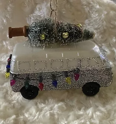 VW Van W/Christmas Tree On Roof And  Lights Christmas Ornament • $9.99