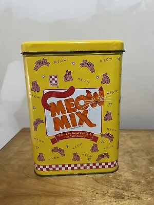 Purina MEOW MIX LARGE TIN Collectible 1996 Tin Cat Food Canister Vintage Kitty • $25