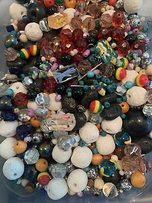Vintage Loose Beads Lot 2 Lbs Glass Shell Metal More Jewelry Making Crafting B71 • $29.99