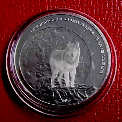 2003 Mongolia 500 Togrog Hologram Wolf-Endangered Canis Lupus .925 Silver Coin • $69.88