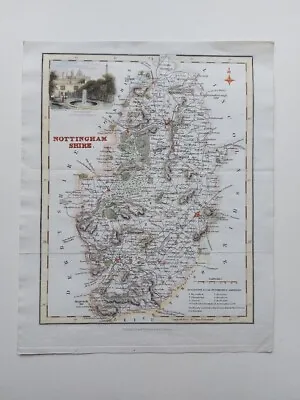 Antique 19th Century County Map Nottinghamshire Nottingham 1835 Fullarton • £10.95