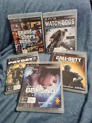 Sony Playstation 3 Ps3 Games Bundle R18+ Watch Dogs GTA V COD Black Ops Payday 2 • $50