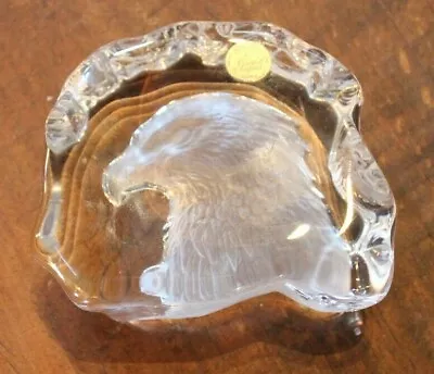 Cristal D'Arques 24% Lead Crystal Etched Bald Eagle Paperweight Art Glass • $15