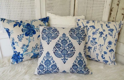 Home Mix & Match Hamptons Blue Pillow Home Decor Cushion Cover 45/60cm • $15.90