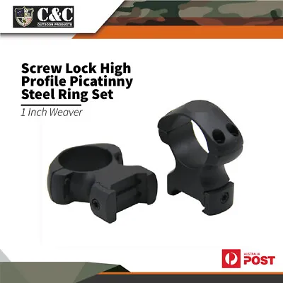 Ccop Steel Scope Ring Set Screw Lock High Profile Picatinny 1inch Weaver Srq1003 • $68