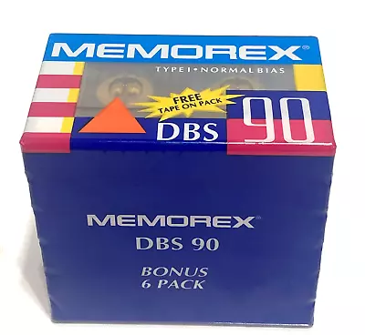 1980's Memorex DBS 90 Min.  Blank Cassettes SEALED 6 Pack. • $10