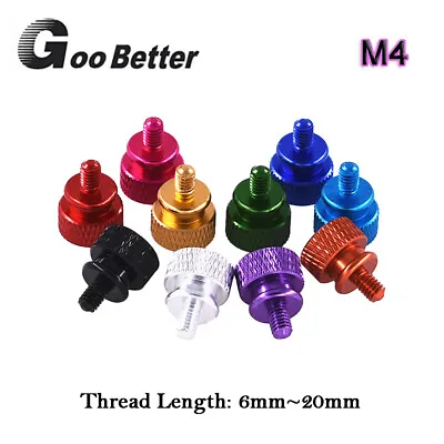 M4x6-20mm Computer PC Case DIY Bolts Anodized Aluminum Knurled Thumb Screw • £1.99