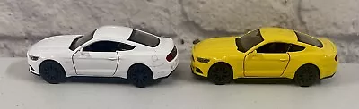 *BRAND NEW* Lot Of 2 Welly Diecast Cars 2015 Ford Mustang GT 5.0 Yellow  4 Inch • $19.95