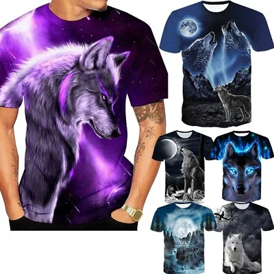 £8.39 • Buy  Womens/Mens Animal Wolf 3D Print Casual T-Shirt Short Sleeve Tops Tee S-5XL