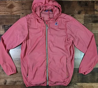 Rare K-Way Mesh Netted Jacket Size Large Pink Hoodie Hooded • $25