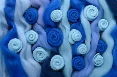 Blue MIX  Spinning Felting Wool Roving Fiber -Mixed Top Roving Bag 8 Oz  Spin  • $19.55