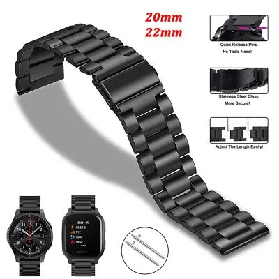 20mm 22mm Stainless Steel Metal Watch Band Strap Replacement Bracelet Watchband • £9.55