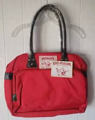 True Religion Red Nylon Overnight Travel Bag NEW NWT Carry On 16  Long • $45.95