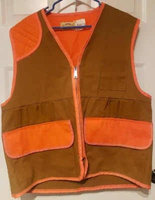 $16.56 • Buy Vintage SafTbak Hunting Vest Mens 2XL Blaze Orange Brown USA Made No Game Bag