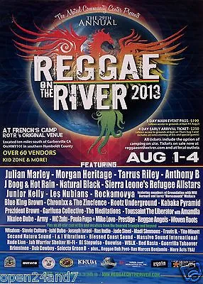 REGGAE ON THE RIVER 2013 HUMBOLDT COUNTY CONCERT POSTER: Julian Marley J. Boog • $15.96