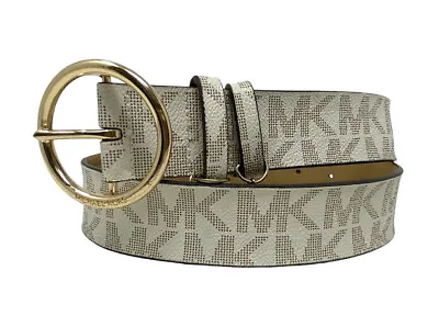 MICHAEL KORS Women's Belt Size Small White Gold Tone Accents 551802 MK Logo • $11.97