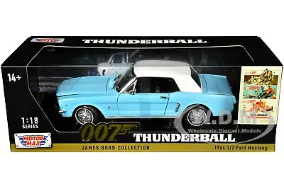 1964 1/2 Ford Mustang Light Blue 007 Bond Thunderball 1/18 By Motormax 79834 • $52.99