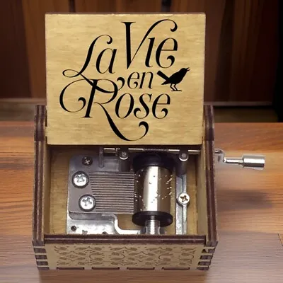 New “La Vie En Rose” Handmade Hand Crank  Wood Music Box • £19.29