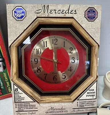 Vintage Mercedes 11 Octagon Wood A S Brass Wall Clock  It Works • $24.96