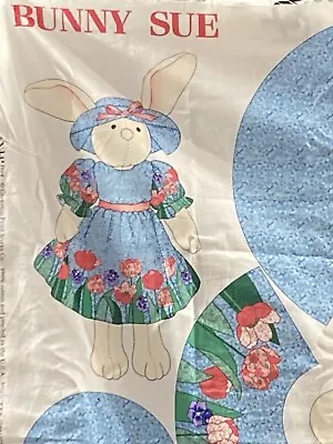 Vintage Cranston Fabric Bunny Sue Plush Rabbit & Spring Dress & Hat Cut N Sew • $12