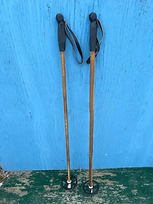 NICE OLD Vintage Set Of Bamboo Snow Ski Poles Measuring 40  Long • $25.49