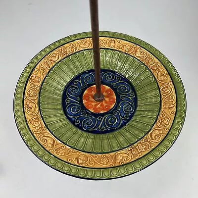 £37.01 • Buy Vintage Verdigris Ceramic Bird Bath 16  Hanging Colorful Beautiful NEW! 