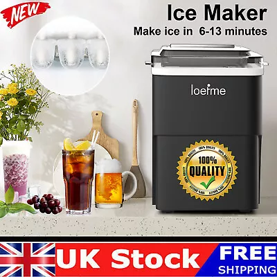 2L Ice Maker Machine 12kg/24H Production With Scoop Basket For Home Office Black • £73.99