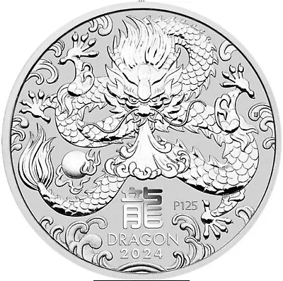 5 Oz 9999 Silver Lunar Year Of The Dragon 2024 Perth Mint Bullion Coin New • $320