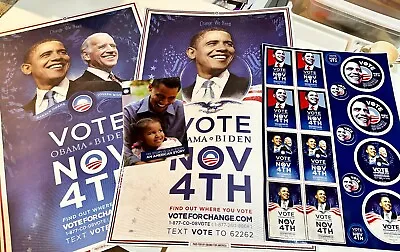 Obama Campaign Memorabilia Lot - Posters Stickers Mailer #1 • $8