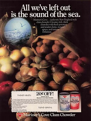 Clam Chowder Mariner'S Cove Ad 1980S Vtg  Magazine Print Ad 8X11 • $7.50