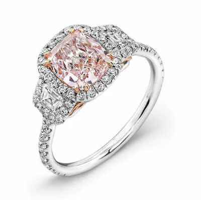 2 Ct Light Pink Lab Created Diamond Three Stone Style Engagement 925 Silver Ring • $82.82