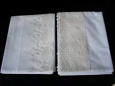 Promotion New White Embroidered Lace 2 PillowCases 100% Cotton 300TC Standard • $23.99